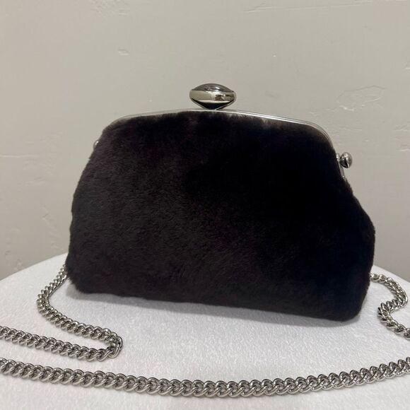 Real Shearling Leather Handmade Push Lock Frame Shoulder Bag, Crossbody - Picture 3 of 15